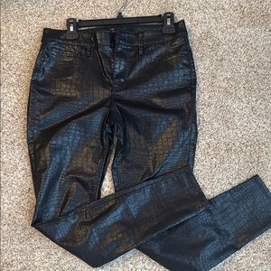 WHBM- The Skinny Black Croc-Embossed Pants